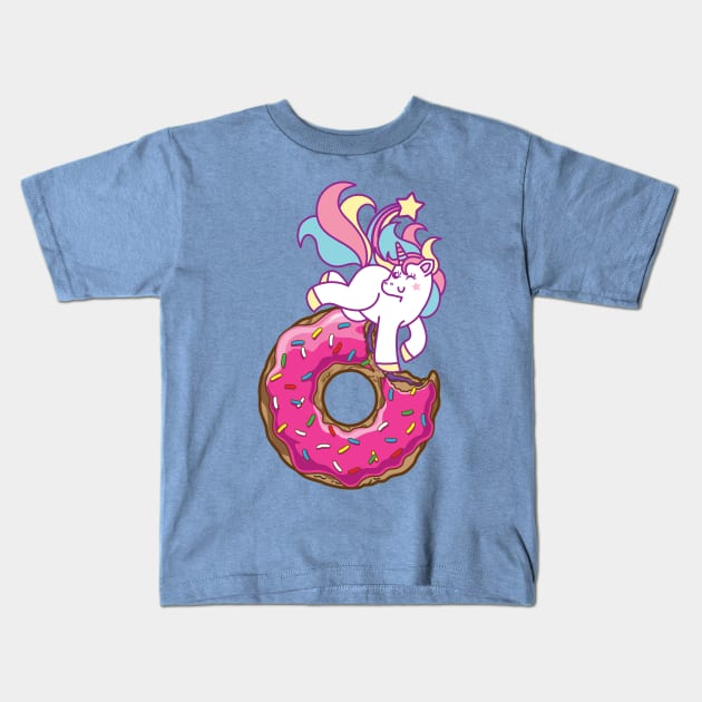 Unicorn & donut Kids T-Shirt by Plushism